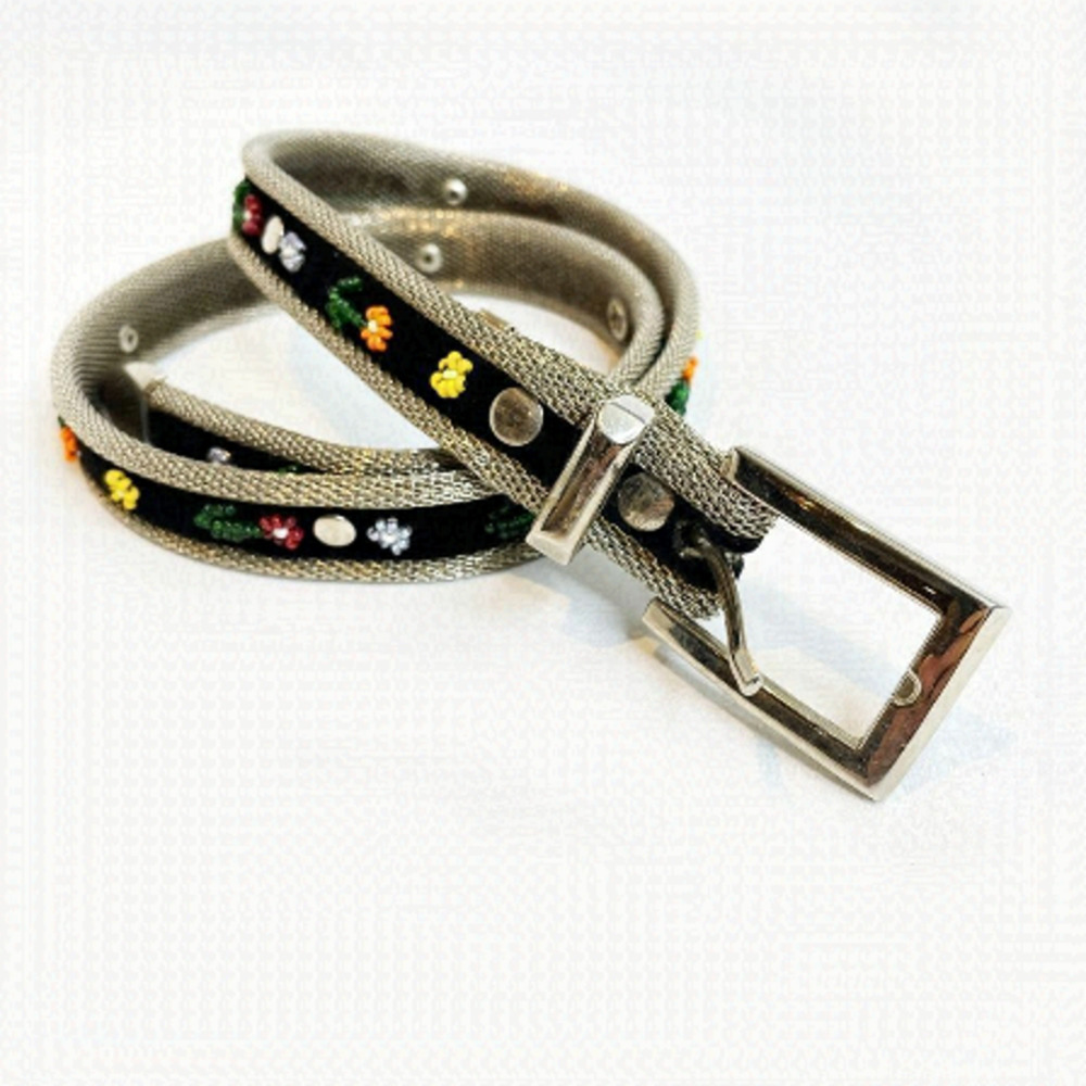 Metal Beaded Boho Velour Belt 💚🌻